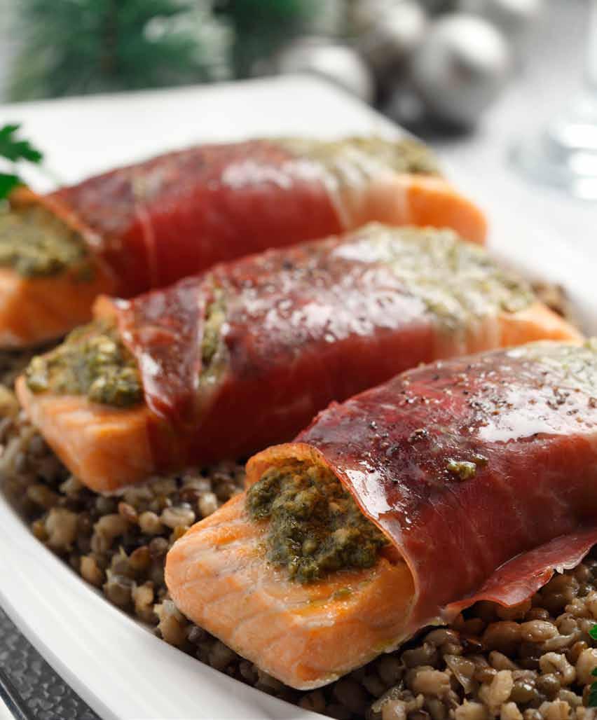 Roasted Pesto Salmon Over Lemon Lentil and Barley Pilaf Lentils 2 Tbsp (15 ml) canola oil (divided) 1 Tbsp (15 ml) butter 1 small onion or large shallot, finely chopped 1 garlic clove, crushed ½ cup