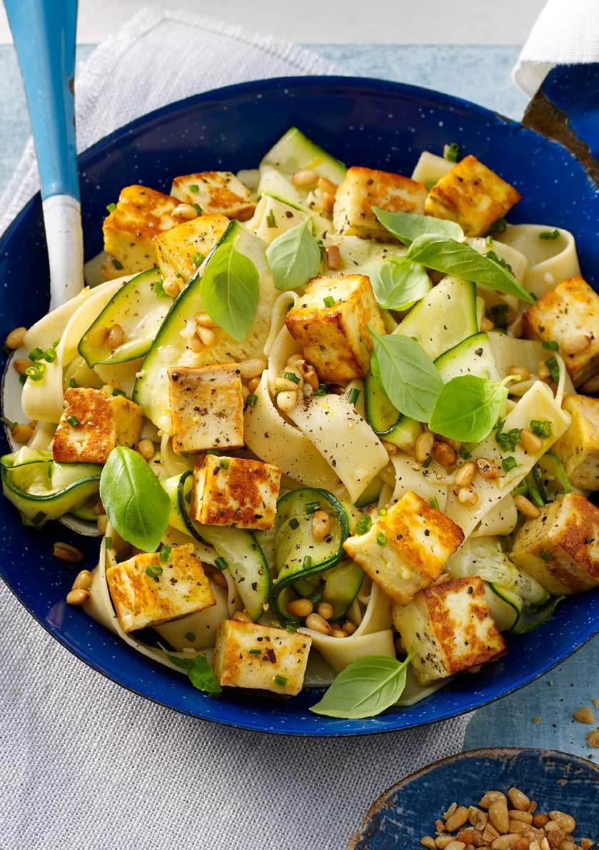 Lime & Pepper Haloumi and Zucchini Pappardelle Pasta Looking for a tasty sharing meal you can have on the table in 15 minutes? Look no further.