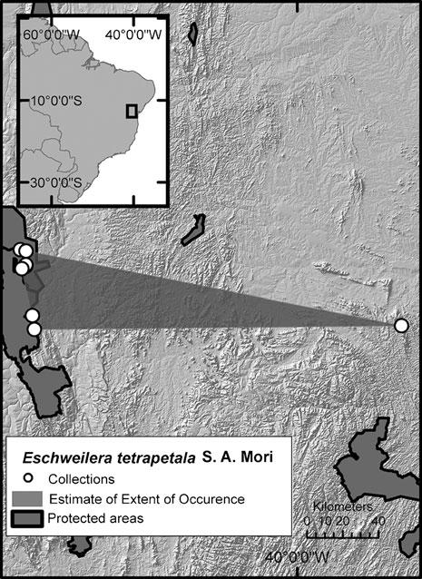 Page 11 of 19 14 Map 16. Distribution of Eschweilera tetrapetala. Map 17. Distribution of Gustavia augusta. (Map 21). The northern and southern distribution limits of L.