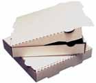 71250S SC001 6'' x 7 1 /4'' x 1 3 /4'', Small 500/cs. PIZZA BOXES Corrugated pizza boxes. 71050 71050 10'' x 2'', White/Kraft 50/cs. 71052 71052 12'' x 2'', White/Kraft 50/cs.