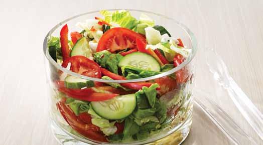 Garden Salad with Dressing Serves: 4 Preparation time: 8 minutes Light meals 1 cucumber, sliced 8 iceberg lettuce leaves, shredded 2 tomatoes, sliced 1 small capsicum, thinly sliced Dressing 2