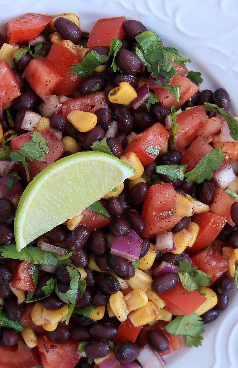 Salad Southwest Salad Power Bowl Power Bowl 1 cup prepared black beans 1 cup cooked brown rice 1 cup sweet corn kernels, canned and drained 1 cup tomatoes, chopped 1 cup bell peppers, assorted colors