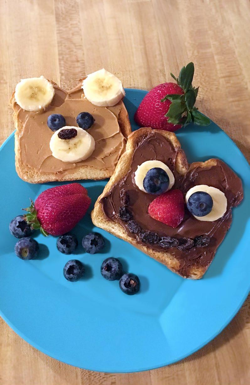 Breakfast Kid-Friendly Funny Faces 1 slice of bread, toasted 1 Tbsp.