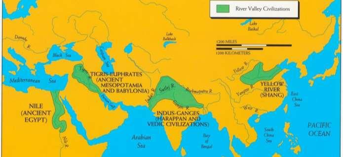 Four Eurasian River Valley Civilizations 1) Ancient Egypt in the Nile River Valley 2) Mesopotamia in the Tigris-Euphrates River Valley 3) Mohenjo-Daro and Harappa in