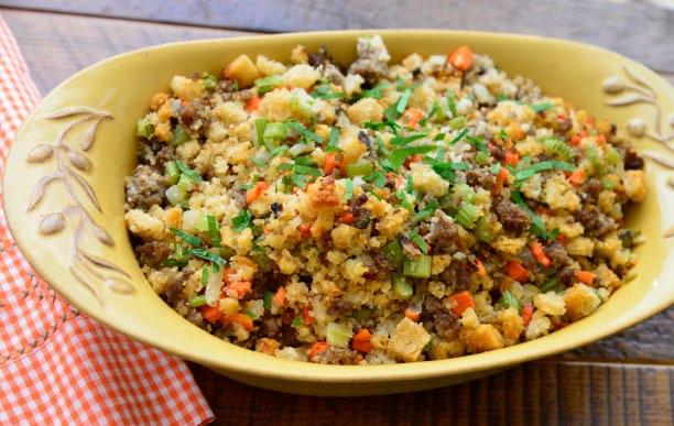 SAUSAGE & HERB STUFFING 19 Sausage & Herb Stuffing INGREDIENTS 4 Tbsp olive oil 3 Cups onions 2 lbs sausage 2 Cups celery 1 Cup carrots 1 Cup mushroom 6 sprigs fresh thyme