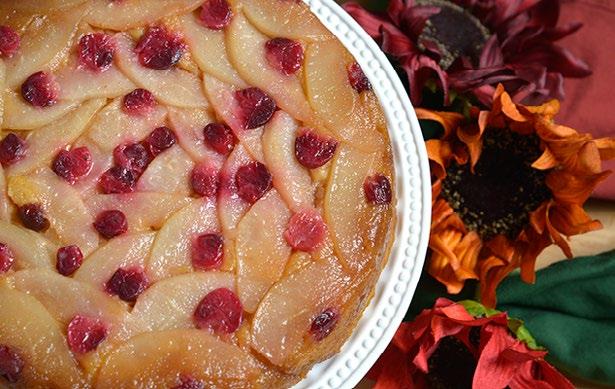 PUMPKIN UPSIDE-DOWN CAKE 33 Pumpkin Upside-Down Cake INGREDIENTS Topping 5 Tbsp butter substitute, divided ½ Cup light brown sugar 3 tsp lemon juice 2-4 Anjou or Bosc Pears ¼ tsp cinnamon 1 Cup fresh
