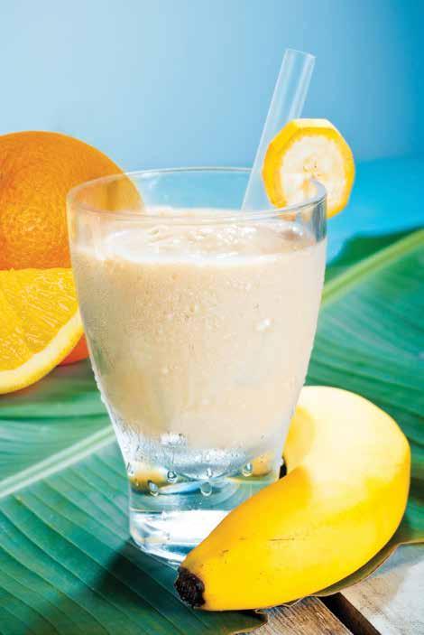 Banana-Orange Smoothie This recipe is Gluten-free. 131kcal Protein: 6g Carbohydrates: 27g Fat: 0.