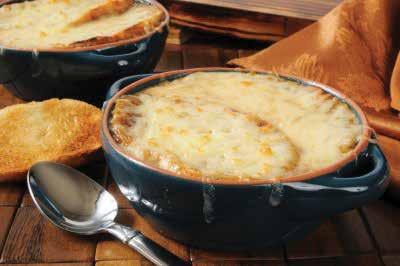 Preferred for Ramadan Onion Soup 320kcal Fat: 12g Cholesterol: 18mg Carbohydrates: 34g Protein: 19g Fiber: 2g 1 tablespoon vegetable oil 3 medium onions, chopped 2 crushed garlic cloves 2 tablespoons