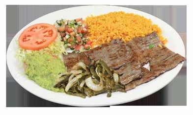SPECIALTIES No. 1 FAJITA PLATE Carne Asada served with charro beans, guacamole, rice, salad, cactus & pico de gallo.