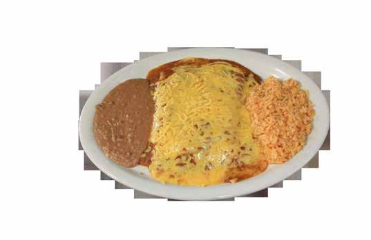 ENCHILADAS No. 6 MEXICAN PLATE 2 Cheese enchiladas & 1 Beef crispy taco. Served with rice & beans. $7.