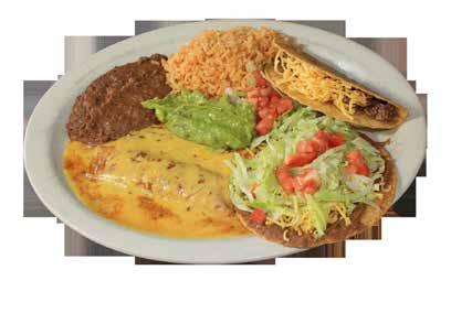 99 FAJITA ENCHILADAS $10.25 No. 10 TEXAS PLATE 2 Cheese enchiladas & Carne guisada. Served with rice, beans & guacamole.