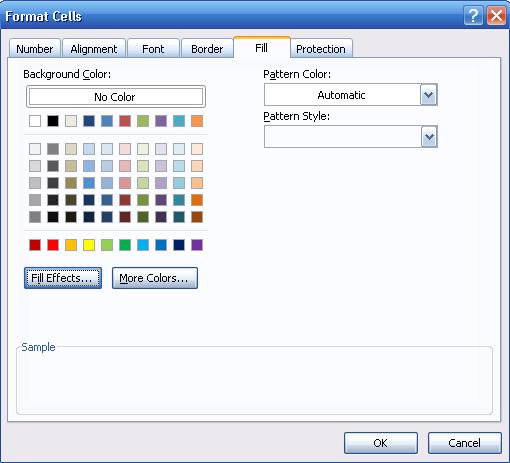 Chương 3: Định dạng bảng tính 6. Tạo mẫu nền(fill) Chọn Home nhóm Cells Format Format Cells - Chọn tab Fill.