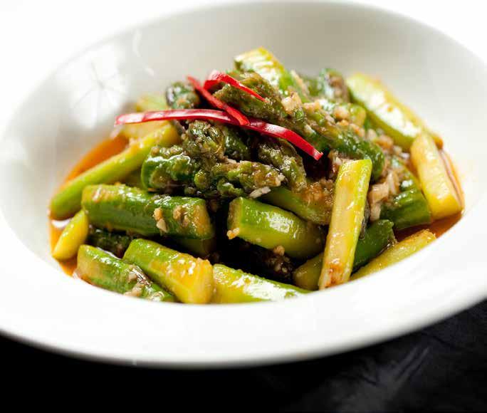From the Garden Australian asparagus with crab paste Australian asparagus with crab paste Asparagus sautéed with Asian crab paste.
