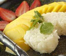 14 Sticky rice with mango Banh Choui-banana fritters with coconut ice-cream