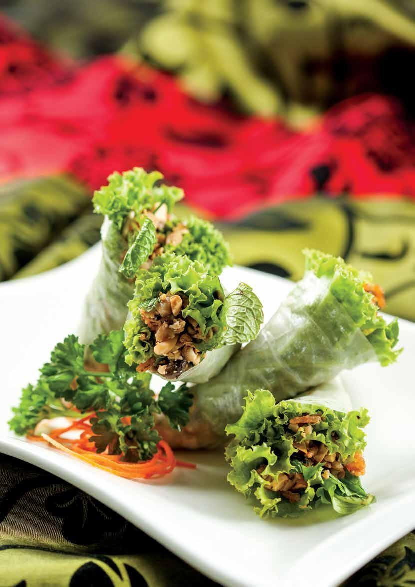 Rice paper handrolled with minced chicken