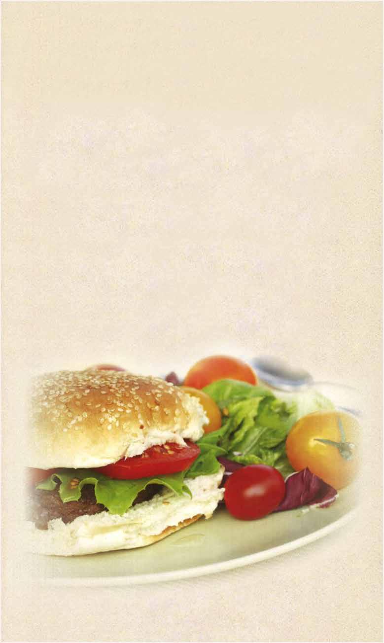 BURGERS All our burgers are served on a fresh sesame seed bun, and include mayonnaise, tomatoes, lettuce, onions and pickles. Include a choice of French fries, soup or salad.