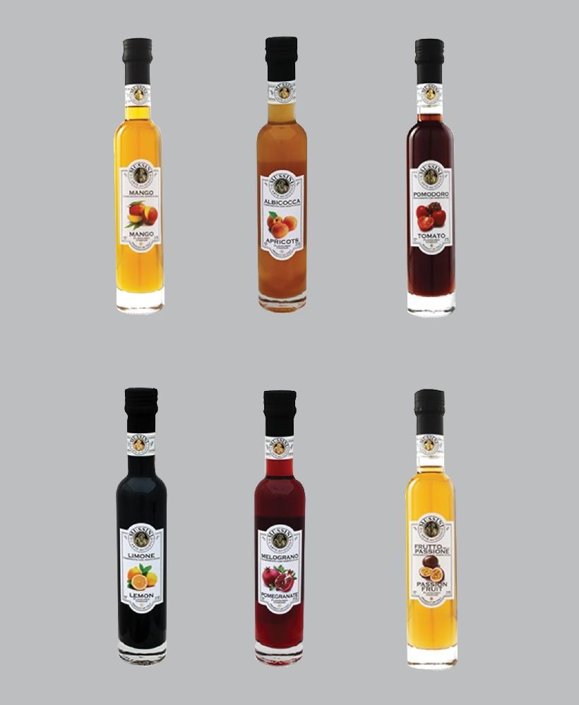 Mussini Flavored Vinegars are natural, free from added sugar, preservatives and colors and OGM free.
