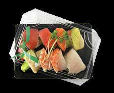7x5x2 Black Sushi Box w/ Lid SU CS 75 24-48 oz PLA Dome Lid SBL CS 32 24 oz Salad Bowl SB CS 24 Made from NatureWorks Ingeo PLA compostable plastic, derived from corn grown in the USA Suitable for