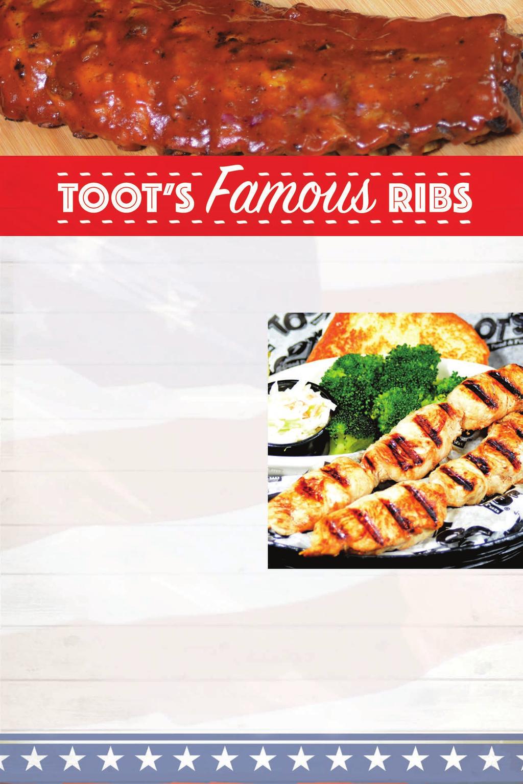 Toot s Danish Baby Back Ribs Served with Texas toast and your choice of one side. Add additional sides for only 2.
