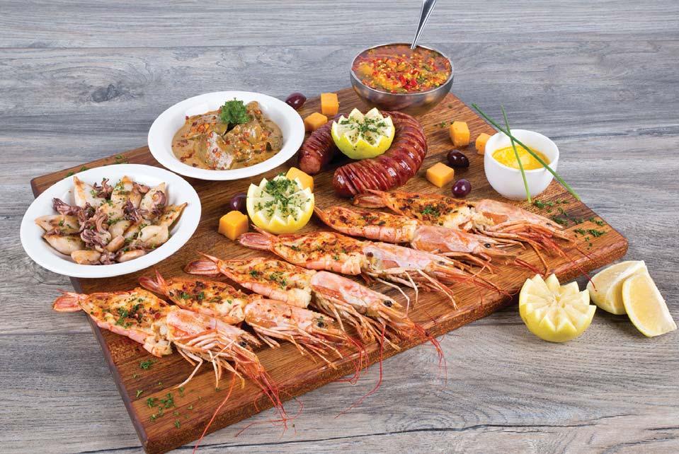 95 The meat is skewered with onions and peppers and drizzled with a creamy Madeira sauce, dripping with decadent flavour. Mixed Platters Chef s Mixed Platter R229.