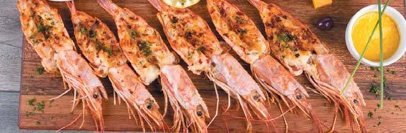 90 500g of lobsters, 4 king prawns, 12 medium prawns, calamari, mussels, chips and rice. Seafood Platter for 1 R 199.95 125g calamari,5 medium prawns, hake, 4 mussels, rice or chips.