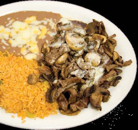 99 ALAMBRES Steak or chicken cooked with Mexican sausage, bacon, onions, bell pepper and topped with melted cheese. Served with rice and tortillas. 7.99 FAJITAS LUNCH HAPPY FAJITAS 8.
