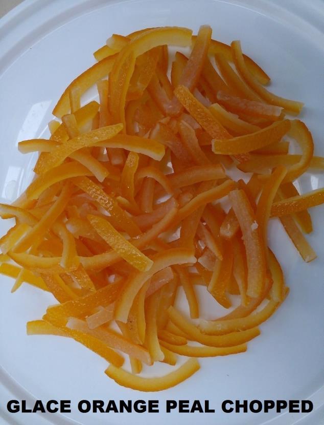 GLACE FRUITS Candied Orange Fleto Ingridients : Orange fleto, water,sugar, glucose syrup, colour added erytrosine, citric acid. Physical-Chemical Properties: Brix : 70-75 Water Activity (aw) : Min.