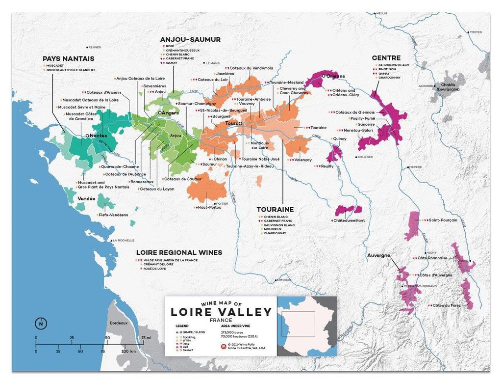 Geography of Cabernet Franc France Loire Valley Primarily white wine country