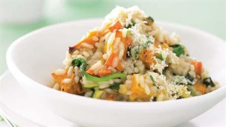 Quick cook vegetable risotto Serves 2 ¼ cup oil 1 potato, peeled and diced into 1 cm cubes 1 carrot, diced into 1 cm cube ½ zucchini diced into 1 cm cubes ½ onion, diced 1 stalk celery, diced into 1