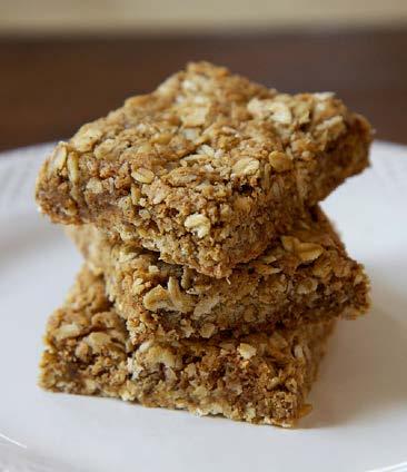 Breakfast Bars Makes 12 bars 1 ½ cups of quick cook oats ¼ cup of plain flour ¼ cup of orange juice 1 ½ cups of grated apple ½ cup of chopped dates 1 tablespoon of sesame seeds Instructions: Pre heat