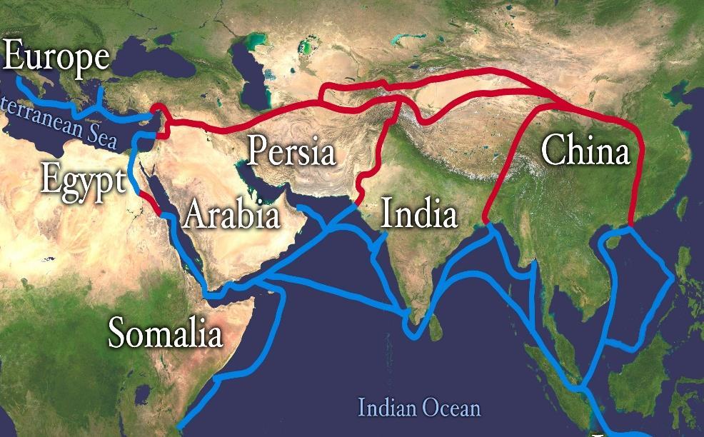 The Silk Road The Silk Road was a route that traders utilized between China and western countries. It ran from China, through Asia, and all the way to Europe.