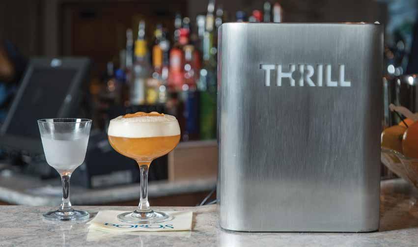 Thrill Machine The Thrill machine sanitizes glassware in seconds and keeps drinks cooler longer