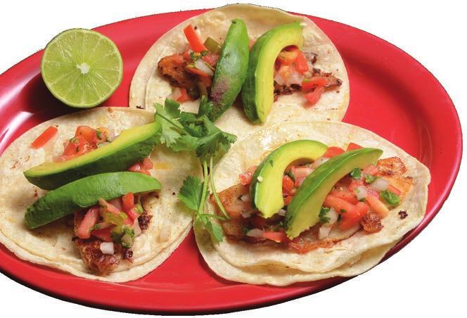 Special Dinners Tacos Parian 3 grilled fish tacos on corn tortillas with pico de gallo & fresh avocado, served with rice & beans... $15.