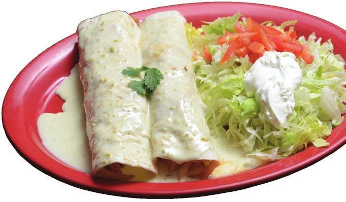 99 Burritos Chapala Two shredded beef burritos topped with cheese, lettuce, tomatoes & sour cream. Served with rice & beans... $12.99 Burritos Jalisco Two burritos with Mexican sausage & beans.