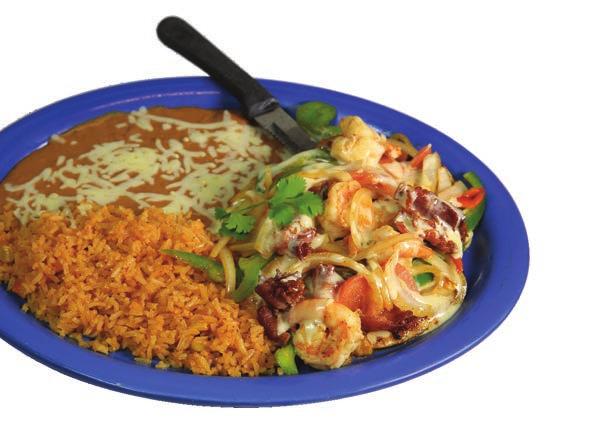 99 Pollo con Chorizo Chicken breast with Mexican sausage & cheese, served with rice, beans & tortillas... $14.