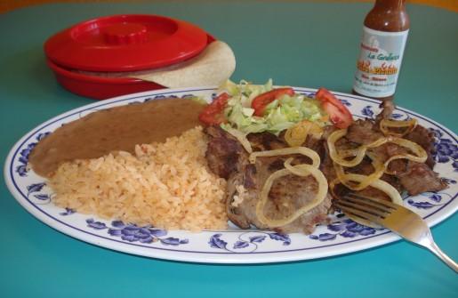 Served with rice, beans, salad and tortillas...$14.