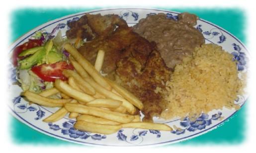69 Flautas(4): Chicken meat, wrapped up in four, crunchy corn tortillas, topped with sour cream. Served with rice, beans, and salad.. $13.