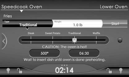The Speedcook Oven Adjusting the Oven Temperature Like the cook times, pre-programmed temperatures have been calculated by a staff of professional chefs to yield optimal results.