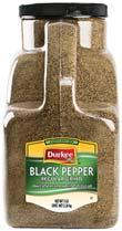 Black Pepper Regular Grind 68258 Durkee 18 OZ The smaller particles of Ground Black Pepper give a more intense pepper flavor.