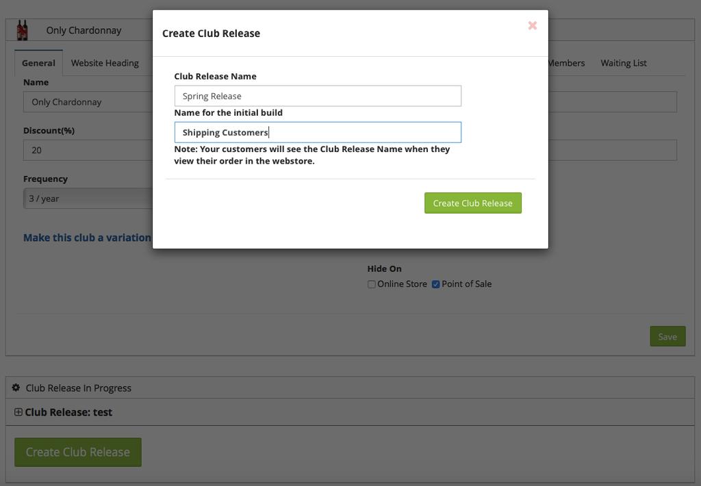 Building a Club Release OrderPort allows you to draft wine club releases in advance of billing your customers.