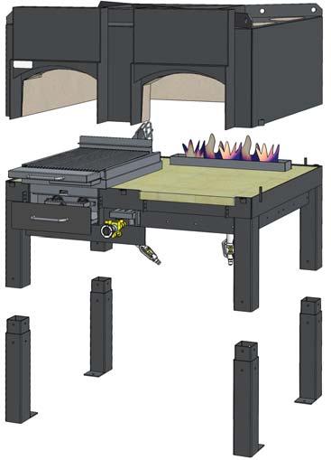 firing methods wood, gas (display and tube styles) and electric Comprehensive exhaust solutions spray filters, canopies and flue