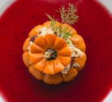 Combine the turkey with the wild rice in a large bowl and toss until throughly combined. Stuff the mini pumpkins with the mixture.