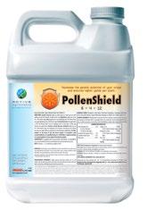 PollenShield Enhances pollen development, anther dehiscence, pollen hydration, fertilization, and production of fruit, pods and seeds.