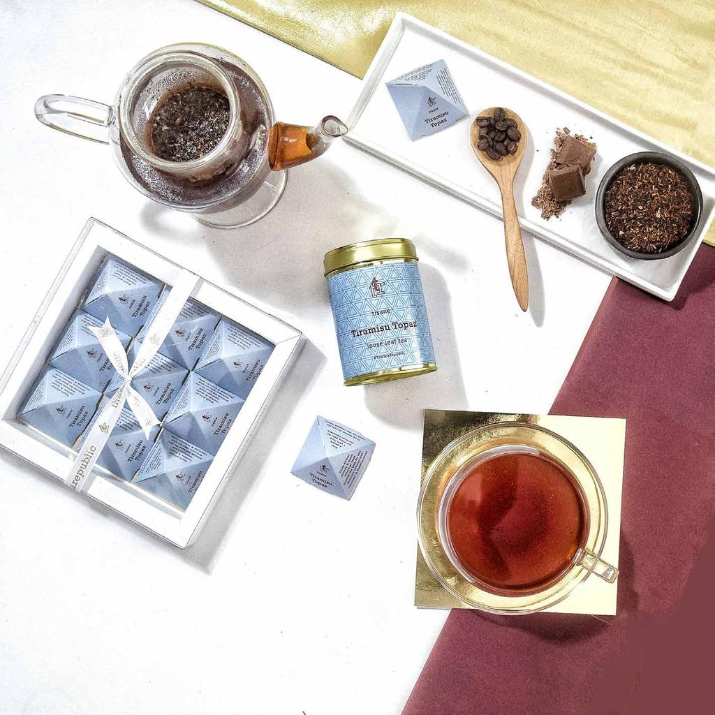 Tiramisu Topaz t i s a n e South African rooibos & South American mate provide the base for this delicious infusion with chocolate & tiramisu notes.