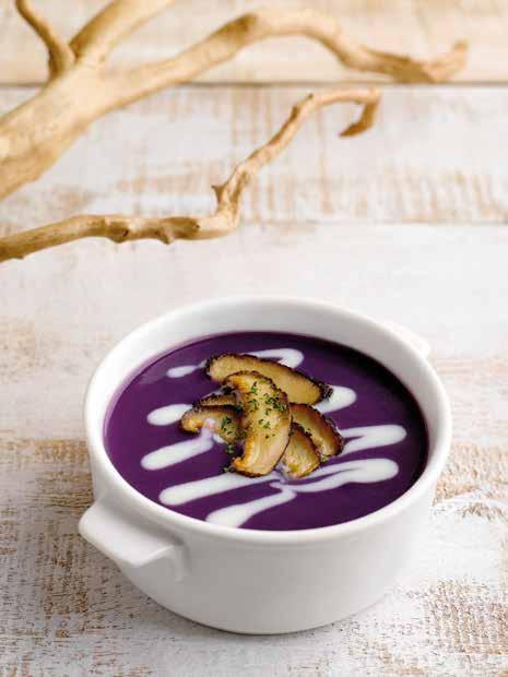 Cream of Black Truffle Soup $8.80 Purple Sweet Potato Soup with Mushroom $5.