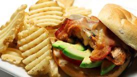 Sandwiches grilled chicken & avocado Born to Build Burger An 8-oz. burger, tomato, lettuce, onion and choice of cheese. $9.