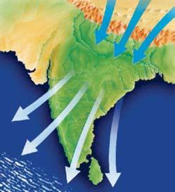 Monsoon Summer INDIA Arabian Sea Dry monsoon winds (October to May) Wet monsoon winds (June to September) Indus Valley civilization WESTERN GHATS Godavari DECCAN PLATEAU Krishna River River EASTERN