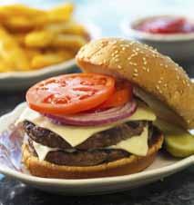 50 8oz Steak, Lamb Chop, Chicken, Gammon, Sausage, fried Egg, Mushrooms, Onion Rings, Grilled Tomato, Chips or Jacket Home Made Burgers Plain Burger 3.30 Veggie Burger 3.25 Chicken Burger 3.