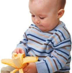Weaning: from about 7 months Texture From about 7 months just mash food with a fork. This will encourage the baby to learn how to chew.