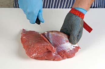 Trim muscle as illustrated and cut into steaks of the required